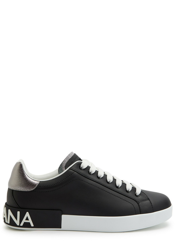 Photo: Dolce & Gabbana Portofino Panelled Leather Sneakers Black