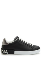 Dolce & Gabbana Portofino Panelled Leather Sneakers Black