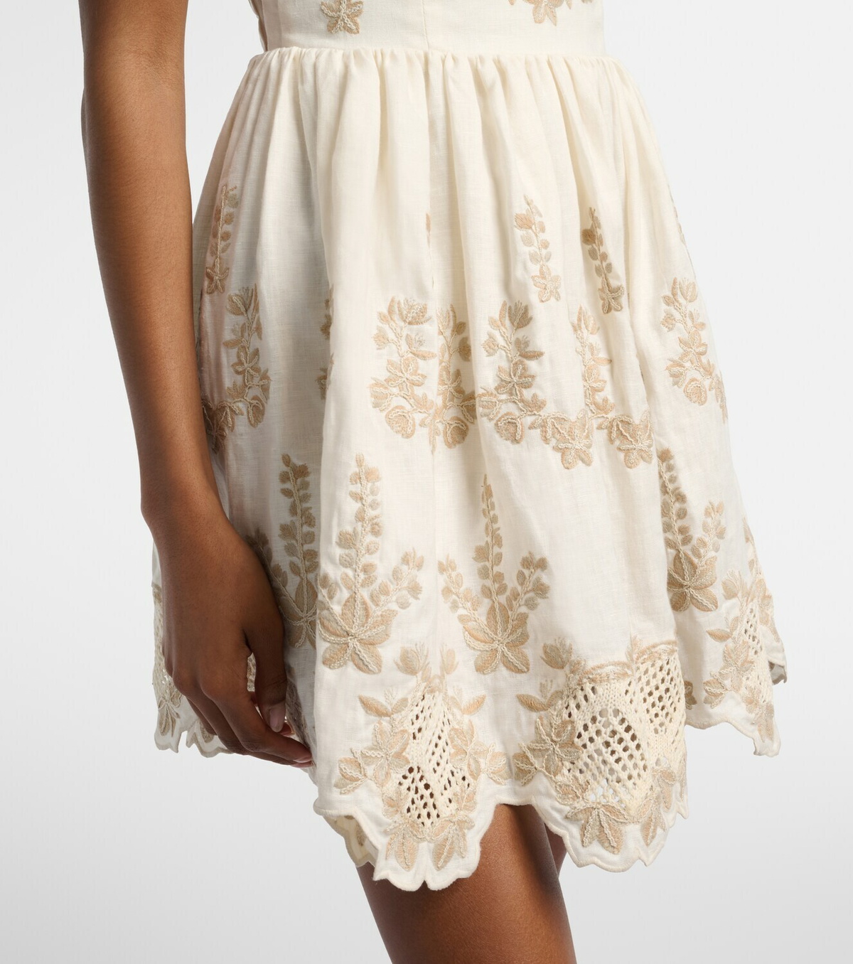 Agua by Agua Bendita Mielero embroidered linen minidress