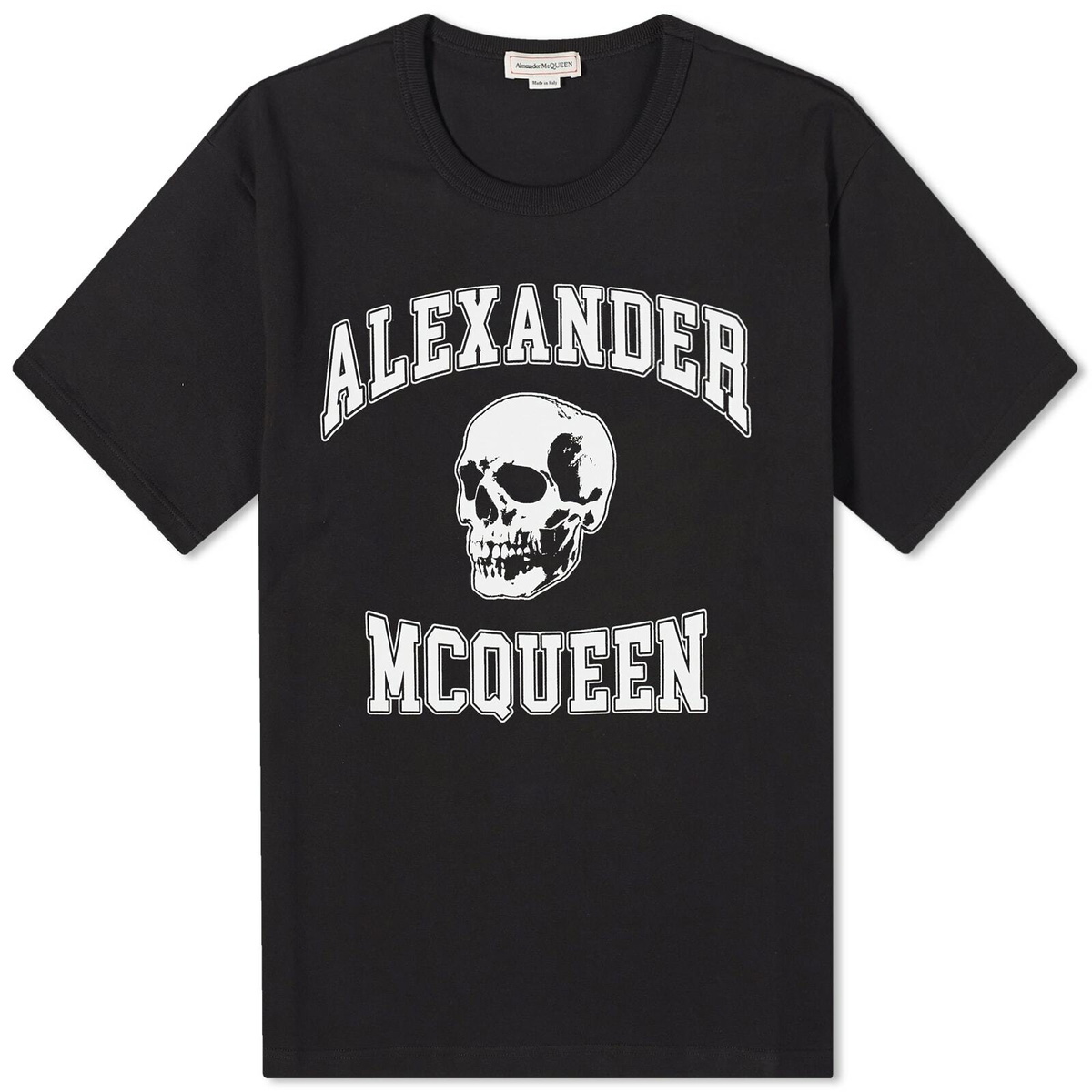 Alexander McQueen Men's Varsity Skull Logo T-Shirt in Black