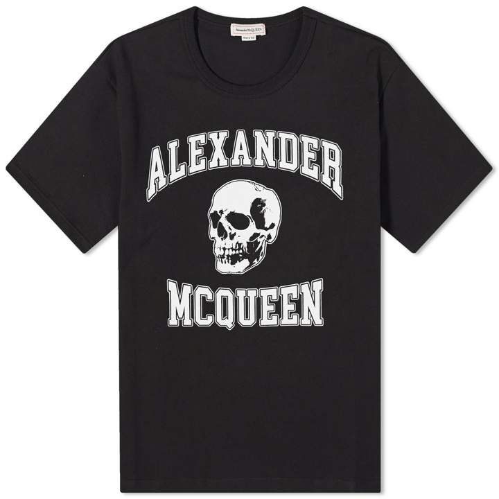 Photo: Alexander McQueen Men's Varsity Skull Logo T-Shirt in Black/White