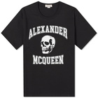 Alexander McQueen Men's Varsity Skull Logo T-Shirt in Black/White