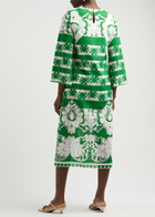 Borgo DE Nor Seraphina Lace-panelled Fine-knit Midi Dress Green 6 (UK6 / XS)