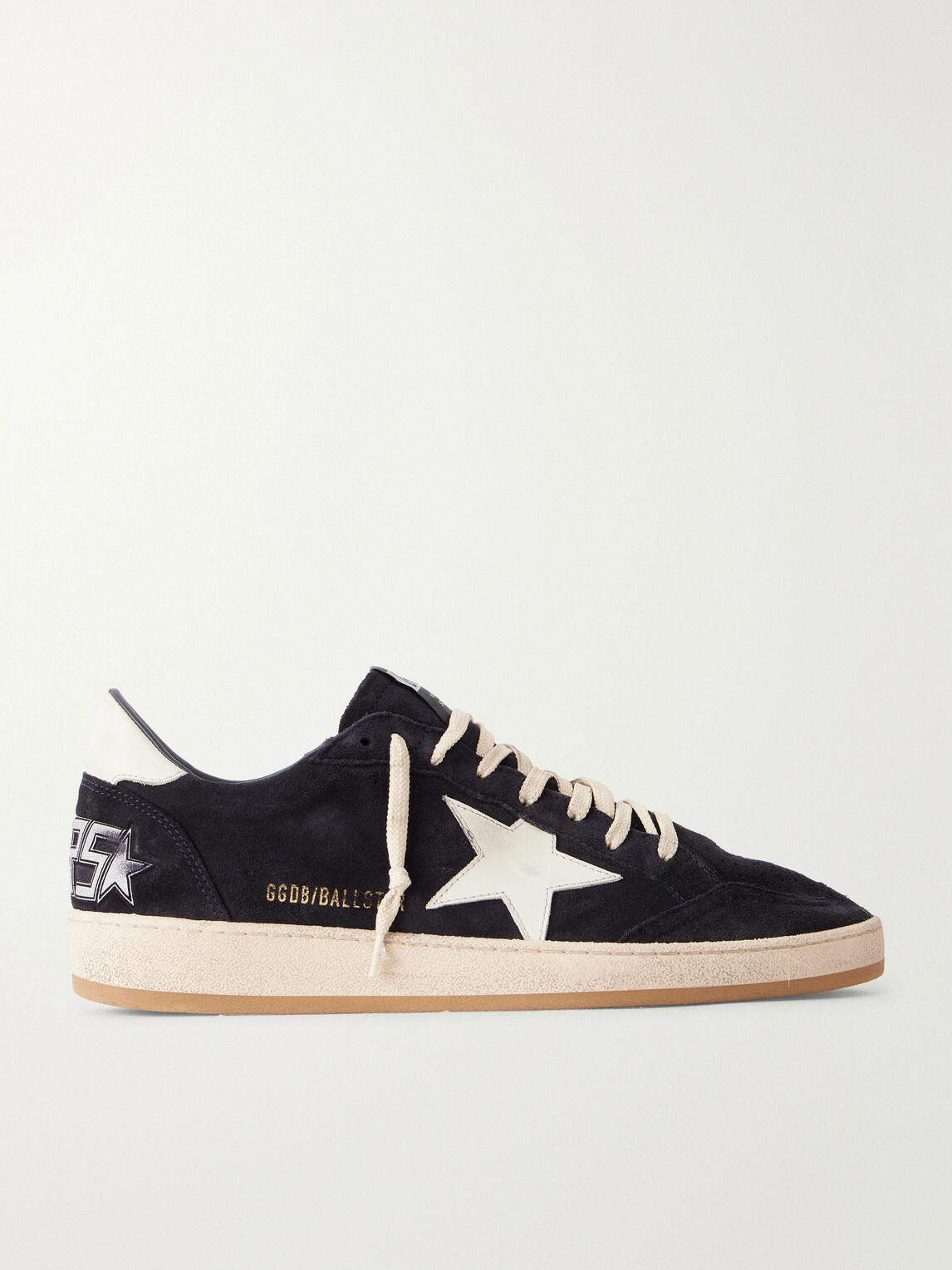 Golden Goose - Ball Star Distressed Leather-Trimmed Suede Sneakers - Black