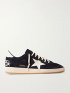 Golden Goose - Ball Star Distressed Leather-Trimmed Suede Sneakers - Black