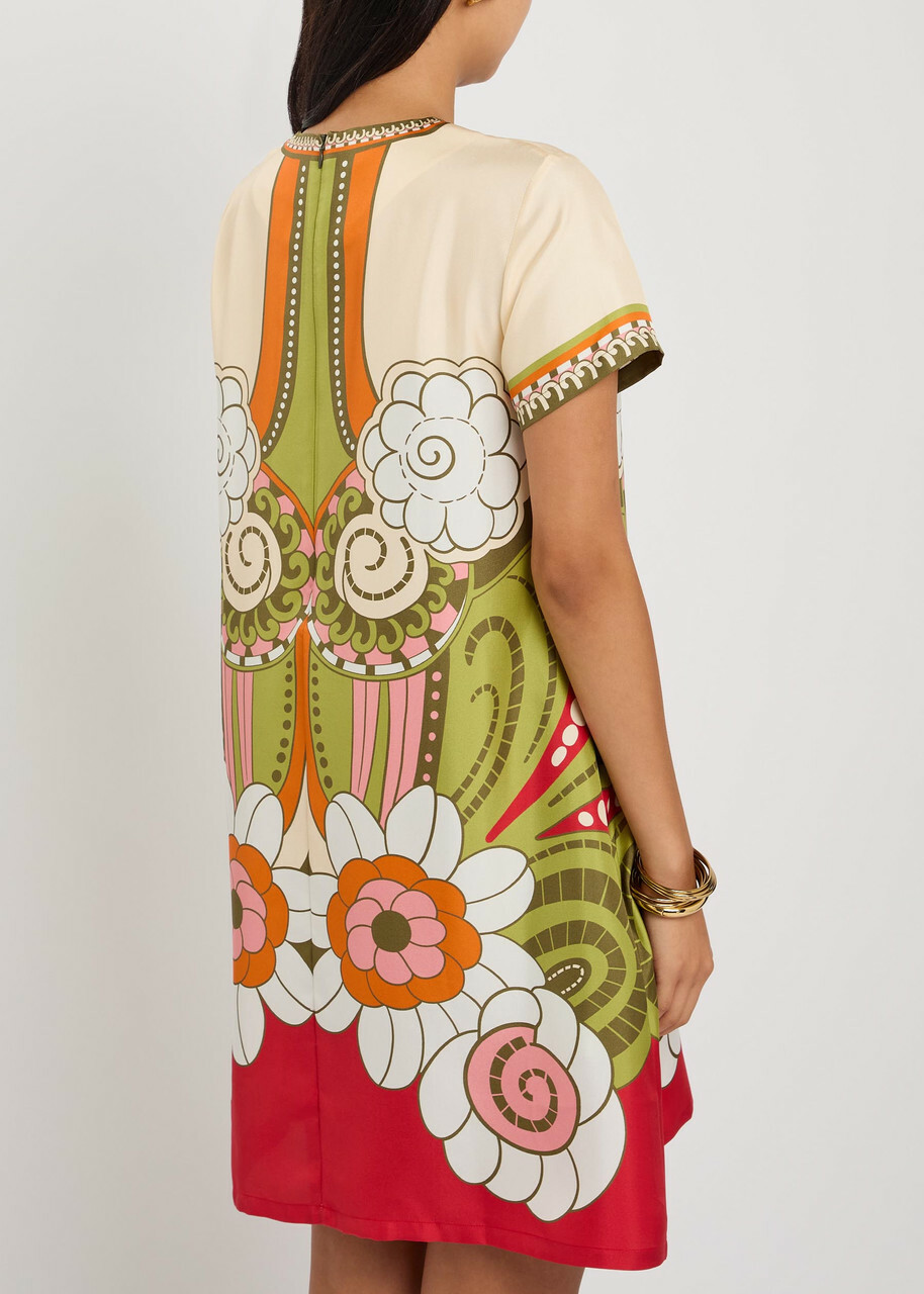 LA Double J Swing Printed Silk Mini Dress Multicoloured