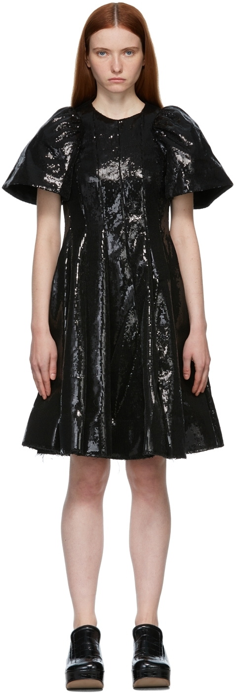 Shushu/Tong Black Sequin Slim Dress