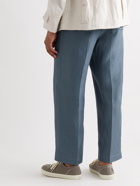 MAISON MARGIELA - Cropped Pleated Linen Trousers - Blue