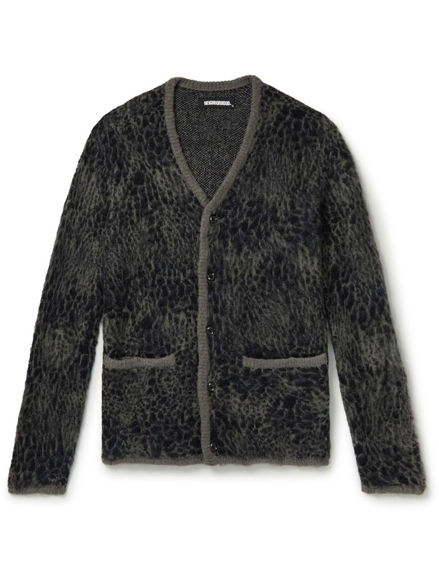 Photo: Neighborhood - Leopard-Jacquard Knitted Cardigan - Black