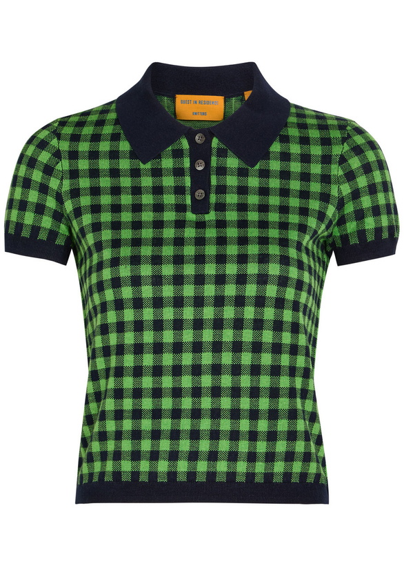 Photo: Guest In Residence Gingham Silk-blend Polo Shirt Green