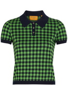 Guest In Residence Gingham Silk-blend Polo Shirt Green