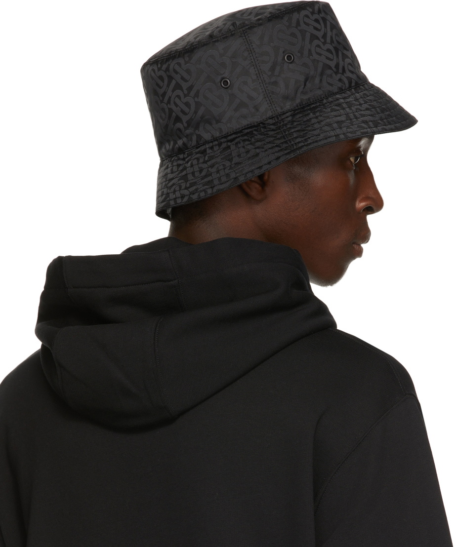 Burberry Black Jacquard Monogram Bucket Hat Burberry