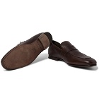 Dunhill - Textured-Leather Penny Loafers - Dark brown