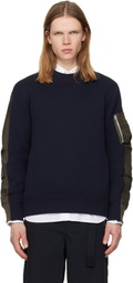 sacai Navy & Khaki Sponge Pullover Sweatshirt