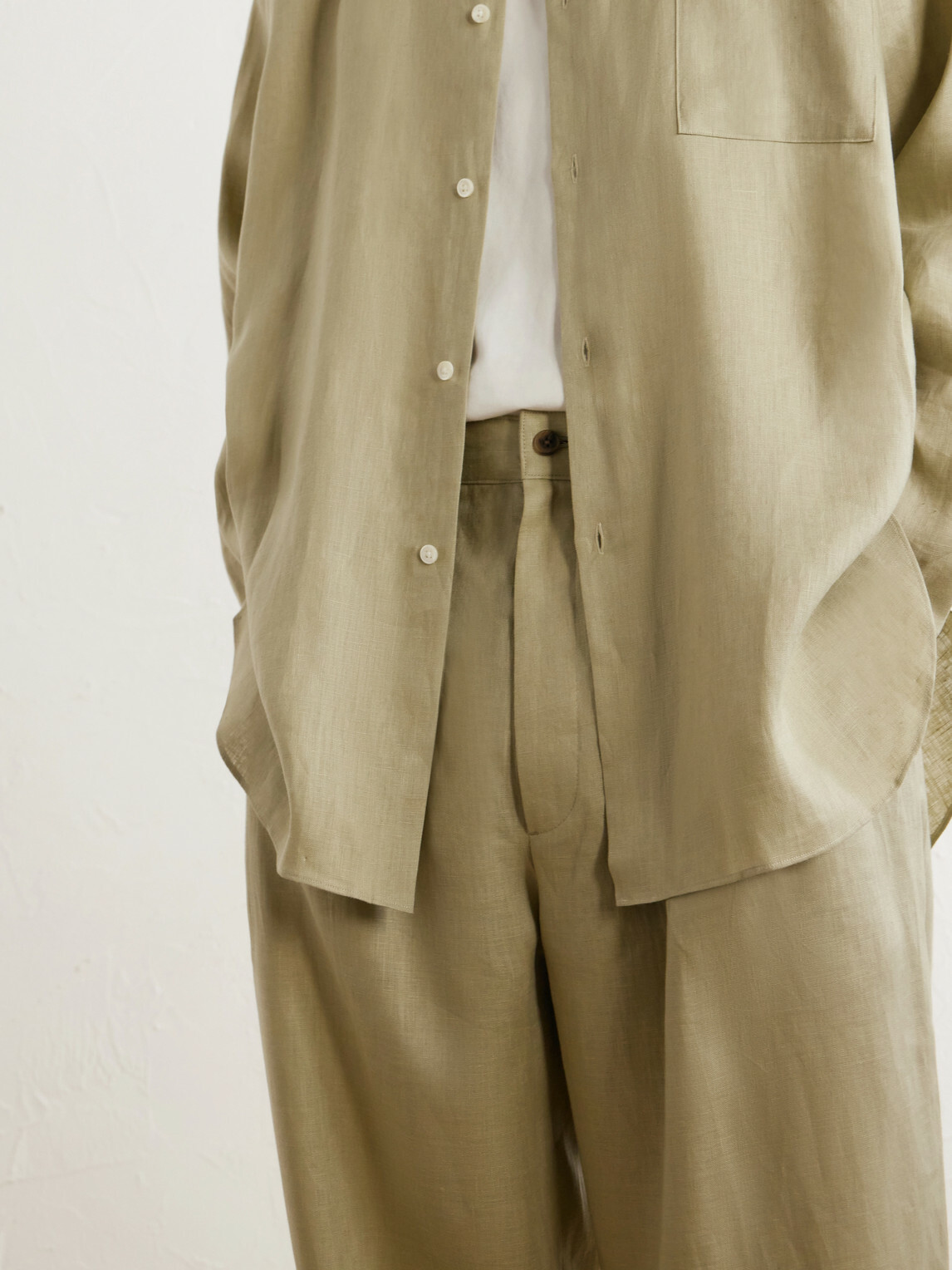 ssstein - Wide-Leg Pleated Linen Trousers - Neutrals