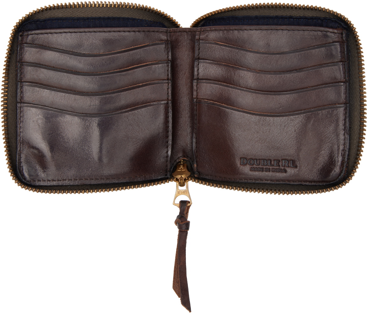RRL Brown Leather Zip Wallet