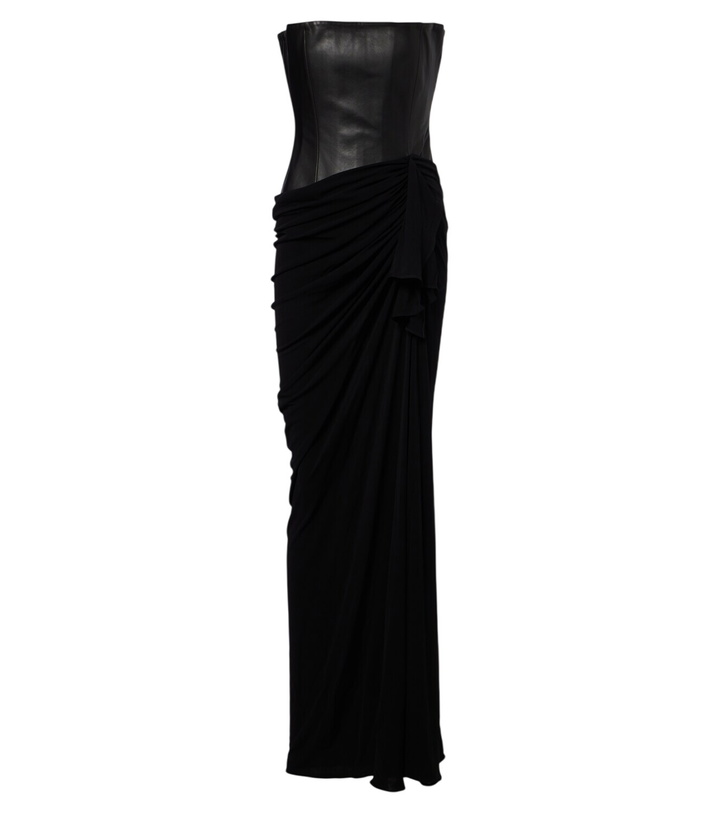 Photo: Alex Perry Draped leather and jersey corset gown