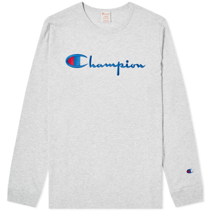 Photo: Champion Reverse Weave Long Sleeve Big Script Tee