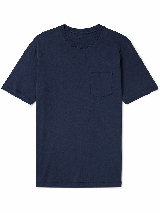 Photo: Hartford - Pocket Garment-Dyed Cotton-Jersey T-Shirt - Blue
