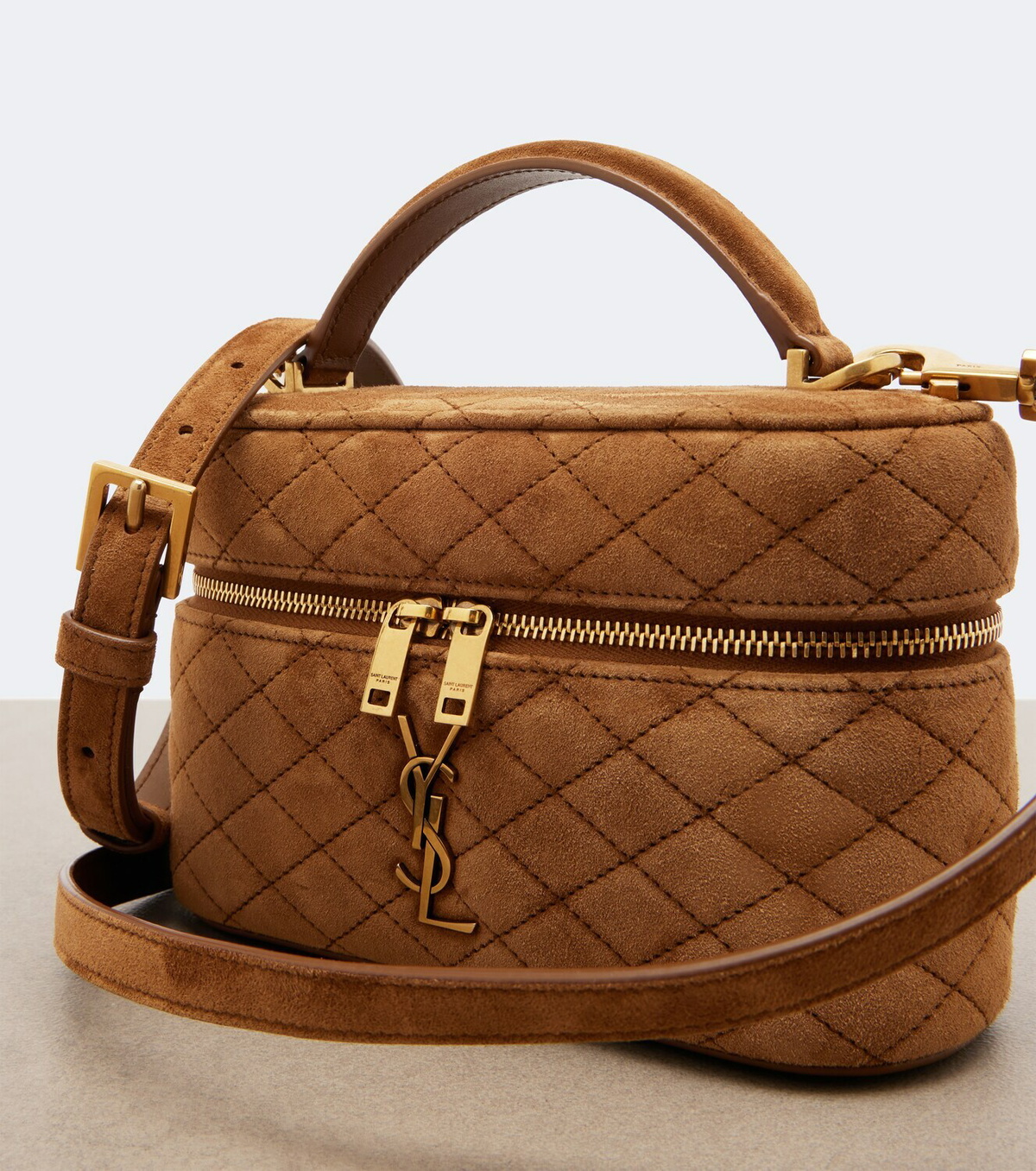 Saint Laurent Gaby Mini quilted suede vanity bag