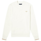 Fred Perry Men's Crew Sweat in Ecru/Warm Stone