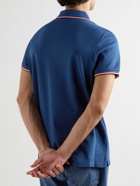 Moncler - Logo-Appliquéd Striped Cotton-Piqué Polo Shirt - Blue