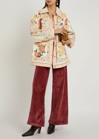 Free People Avery Floral-embroidered Denim Jacket White