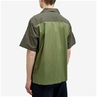 Folk Men's Short Sleeve Soft Collar Shirt in Olive 2-Tone