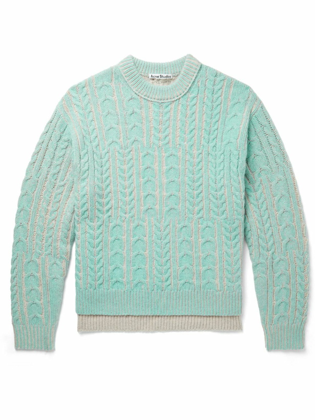 Photo: Acne Studios - Kaphael Cable-Knit Wool-Blend Sweater - Blue