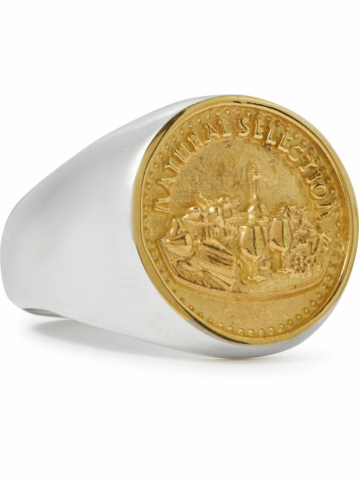MAPLE - Natural Selection Silver and Gold Signet Ring - Silver Maple