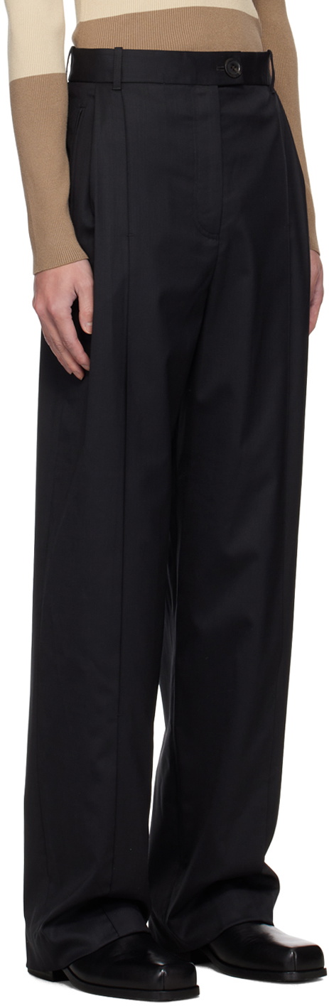Peter Do Black Front Slit Trousers
