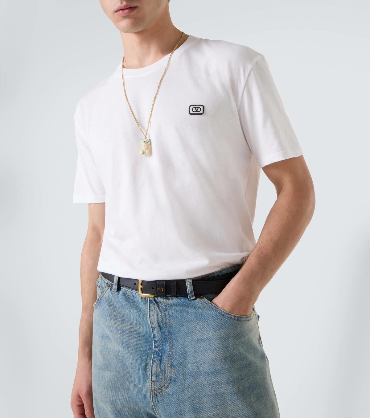 【Valentino】 VLogoコットンジャージTシャツ Valentino VLogo cotton jersey T-shirt Valentino