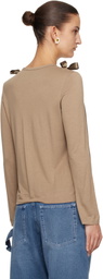 Simone Rocha Tan Bow Ribbon Tail Long Sleeve T-shirt