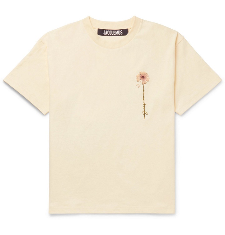 Photo: Jacquemus - Logo-Embroidered Printed Cotton-Jersey T-Shirt - Yellow