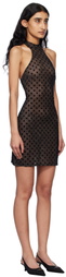 MISBHV Black Mesh Monogram Halter Minidress