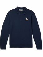 Maison Kitsuné - Logo-Appliquéd Merino Wool Polo Shirt - Blue