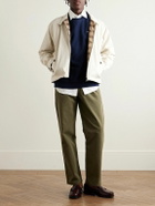 Noah - Straight-Leg Pleated Herringbone Cotton Trousers - Green