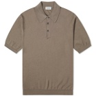 John Smedley Men's ISIS Heritage Knit Polo Shirt in Beige Musk
