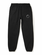 7 DAYS ACTIVE - Monday Tapered Logo-Print Organic Cotton-Jersey Sweatpants - Black