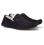 Hugo Boss - Faux Shearling-Lined Suede Slippers - Men - Navy