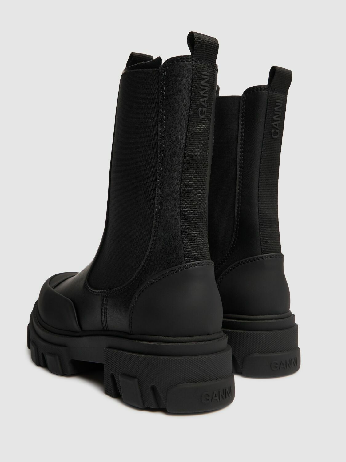 GANNI 50mm Mid Leather Chelsea Combat Boots