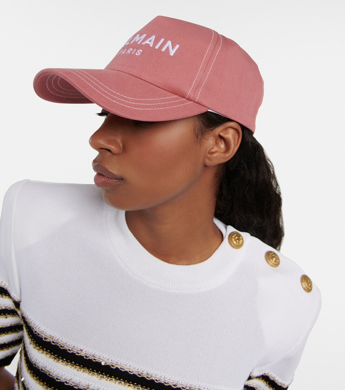 Balmain Logo Cotton Baseball Cap Balmain 9148