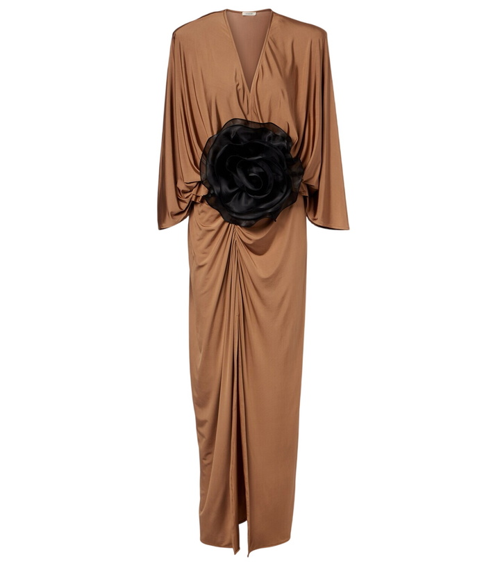 Photo: Jacques Wei Floral-appliqué jersey maxi dress