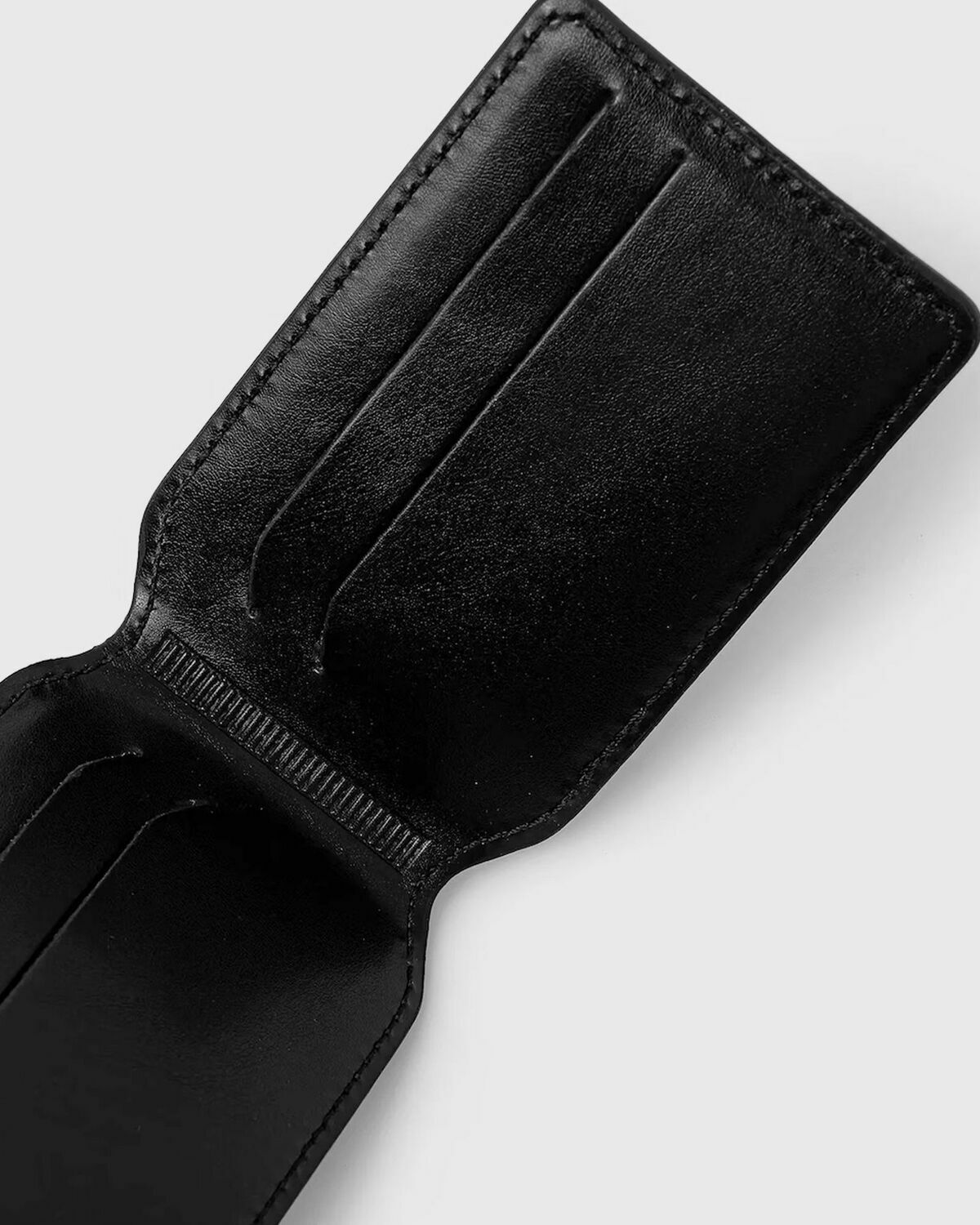 Martine Rose LOGO-FOIL EMBOSSED LEATHER CARD HOLDER Black Mens Wallet
