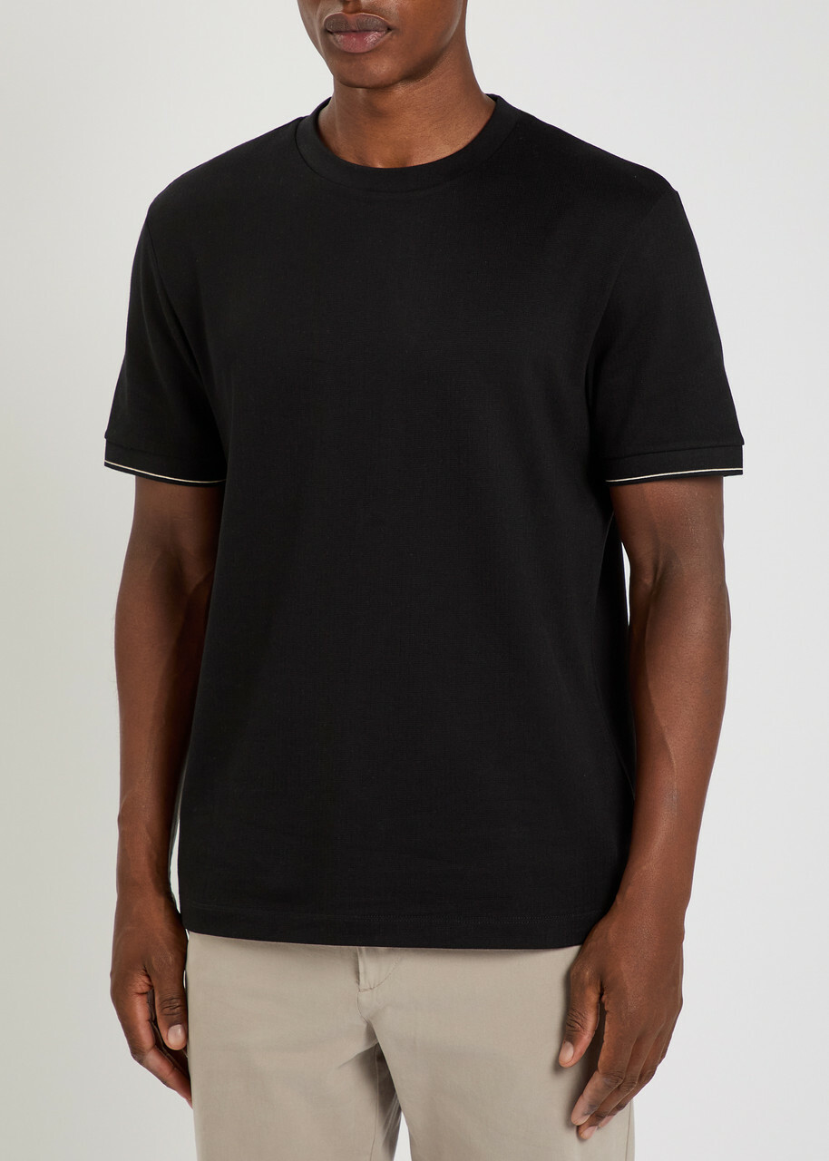 Boss Close-knit Cotton T-shirt Black
