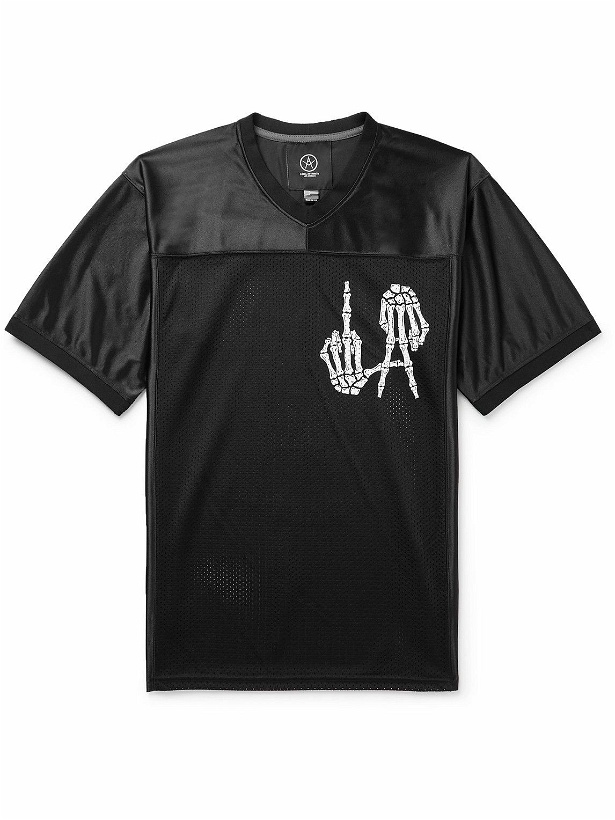 Photo: Local Authority LA - LA Bones FUFC Logo-Print Satin-Twill and Mesh T-Shirt - Black