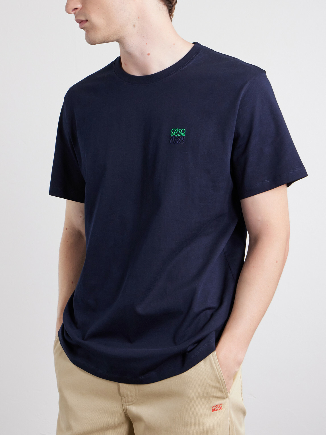 LOEWE - Anagram-Embroidered Cotton-Jersey T-Shirt - Blue