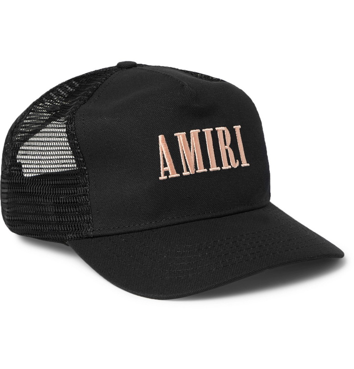 Photo: AMIRI - Logo-Embroidered Cotton-Canvas and Mesh Baseball Cap - Black