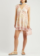 Free People Spring Fling Printed Chiffon Mini Dress Pink