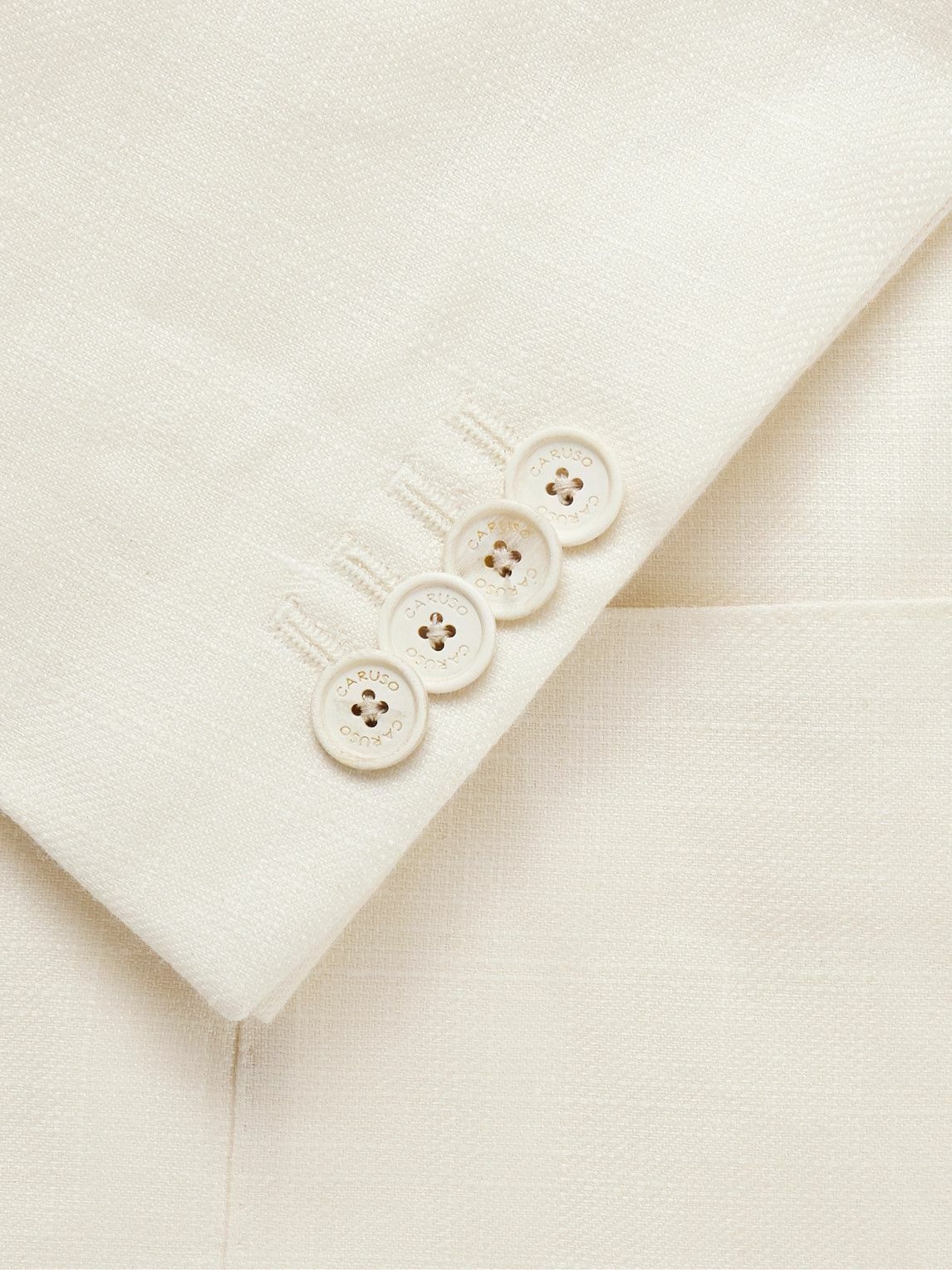 Caruso - Slim-Fit Double-Breast Linen and Wool-Blend Blazer - Neutrals